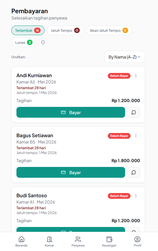 Tampilan Pembayaran KosPintar